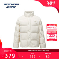 斯凯奇（Skechers）男女同款三防科技2024年冬季鸭绒立领保暖外套羽绒服 棉花糖白/0074 M