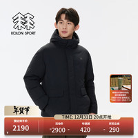 /可隆 KOLON SPORT羽绒服 男女同款防风防泼水无缝短款连帽鹅绒服 LUDJ4WTT03-BK 黑色 L