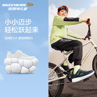 Skechers斯凯儿童运动鞋春秋男女童魔术贴休闲鞋中大童轻质跑步鞋405094L 【四季款】白色/WHT 38