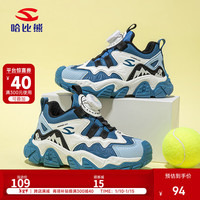 哈比熊(HOBIBEAR)春秋儿童运动鞋旋钮扣女童鞋革面男童跑步鞋JD31G83蓝白28码