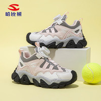 哈比熊（HOBIBEAR）春秋儿童运动鞋旋钮扣女童鞋革面男童跑步鞋JD31G83淡粉灰35码