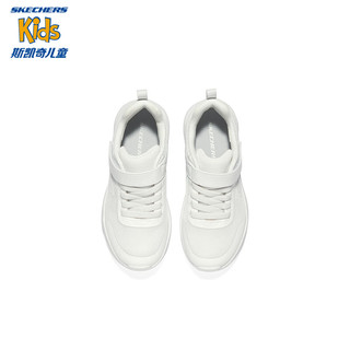 Skechers斯凯奇跑步鞋女童小白鞋纯色简约百搭运动鞋303552L 白色/WHT 32