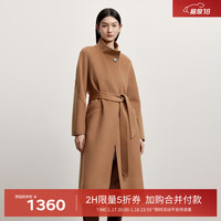 伊芙丽(eifini)伊芙丽偏门襟立领腰带收腰长款双面呢大衣2024秋季外套女装 暮秋驼 160/84A/M