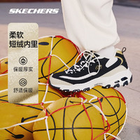 斯凯奇（Skechers）黑白金熊加绒款丨运动鞋女熊猫鞋加绒保暖运动老爹鞋 黑色/自然色/BKNT 36