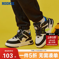 ROOKIE 童鞋男童休闲板鞋秋冬防滑耐磨旋转扭扣儿童运动鞋 黑色/米白 27