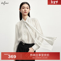 伊芙丽（eifini）伊芙丽波点精致飘带领设计感时尚优雅通勤衬衫上衣女2024冬季 米色 170/92A/XL