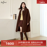 伊芙丽(eifini)伊芙丽单排扣驼色羊绒中长款双面呢羊毛大衣女2024冬季外套 夹花咖 160/84A/M