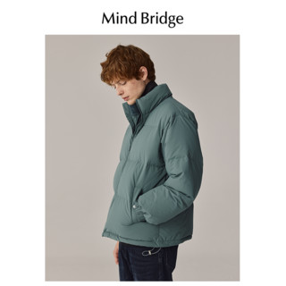 MB MindBridge冬季男士短款鸭绒羽绒服2024纯色立领面包服