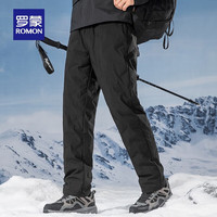 罗蒙（ROMON）男士加厚外穿羽绒裤2024冬季中青年防寒保暖加绒休闲长裤 7K035915黑色 L 175 （120-140斤）