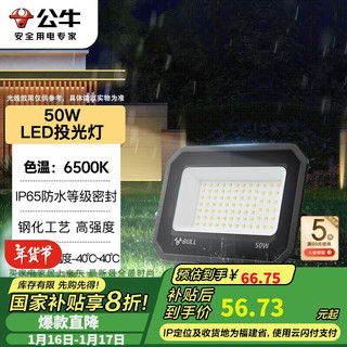 公牛 LED投光灯户外庭院工厂园林IP65防水等级高亮度50W-6500K白光