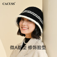 Cacuss帽子女秋冬渔夫帽气质小香风针织大头围显脸小百搭盆帽