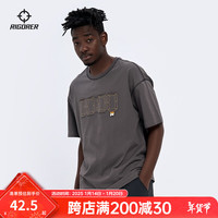 准者（RIGORER）夏季短袖T恤篮球运动男女训练跑步透气休闲圆领上衣 青灰 3XL 190 3XL/190