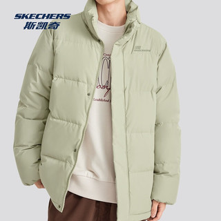 斯凯奇（Skechers）运动羽绒服2024年秋冬男女同款防风防泼水加厚保暖羽绒服外套 【三防面料】苔藓灰绿/052V L