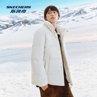 斯凯奇（Skechers）运动羽绒服2024年秋冬男女同款防风防泼水加厚保暖羽绒服外套 【三防面料】棉花糖白/0074 L