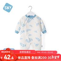 舒贝怡婴儿衣服新生儿连体衣新年过年保暖男女童可爱爬服宝宝哈衣蓝59CM 夹棉满印叶子蓝色 59CM(0-3个月)