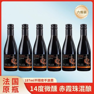 法国原瓶原装进口小支红酒整箱梅洛干红葡萄酒187ml*6支