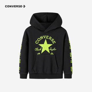 Converse 匡威童装男女童加绒保暖连帽卫衣秋冬儿童针织休闲保暖上衣 正黑色 110/56(5)