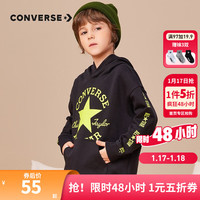 Converse 匡威童装男女童加绒保暖连帽卫衣秋冬儿童针织休闲保暖上衣 正黑色 110/52(4T)
