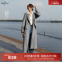 伊芙丽(eifini)伊芙丽赫本风经典毛呢外套冬季1EA270231 浅灰 170/92A/XL
