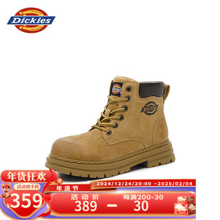 Dickies 童鞋皮靴中童靴子马丁靴儿童工装靴 土黄 35（鞋内长229mm）