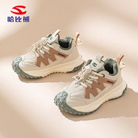 哈比熊（HOBIBEAR）儿童运动鞋春秋革面男童跑步鞋校园百搭女童鞋JD21G86米桔28码 米桔(革面)