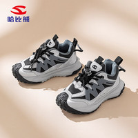 哈比熊（HOBIBEAR）儿童运动鞋春秋革面男童跑步鞋校园百搭女童鞋JD21G86冰川灰33码 冰川灰(革面)