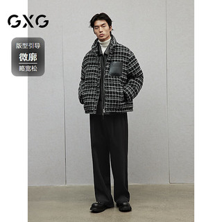 GXG男装  pu皮口袋小香风面料棉服男通勤保暖加厚外套 24冬季新 黑色 4XL