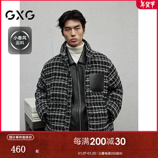 GXG男装  pu皮口袋小香风面料棉服男通勤保暖加厚外套 24冬季新 黑色 4XL