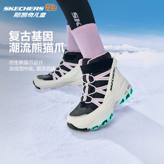 Skechers斯凯奇儿童绒绒靴儿童搭扣加绒靴子女童雪地靴保暖棉鞋664200L