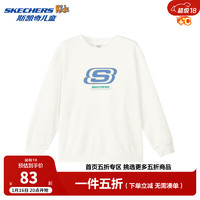 Skechers斯凯奇童装春秋季休闲上衣卫衣运动舒适儿童套头衫L324K078 【加绒款】棉花糖白/0074 160 cm