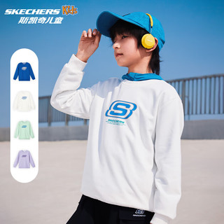 Skechers斯凯奇童装春秋季休闲上衣卫衣运动舒适儿童套头衫L324K078 公主蓝/007G 120 cm