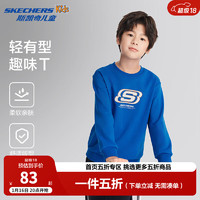 Skechers斯凯奇童装春秋季休闲上衣卫衣运动舒适儿童套头衫L324K078 公主蓝/007G 165 cm