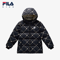 FILA 童装儿童羽绒服2024冬季新款男女童小童短款保暖老花外套