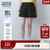 TEENIE WEENIE 小熊短裤女2024年夏季防晒防紫外线户外短裤女 黑色 160/S