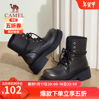 骆驼(CAMEL)冬季马丁靴女潮流时尚休闲短靴厚底显瘦百搭靴子女 L23W245159黑色 39