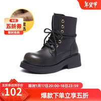 骆驼（CAMEL）冬季马丁靴女潮流时尚休闲短靴厚底显瘦百搭靴子女 L23W245159R黑色（加绒） 40