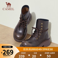 骆驼(CAMEL)潮流时尚休闲短靴厚底粗跟显瘦百搭马丁靴女 L23W245159咖啡 36