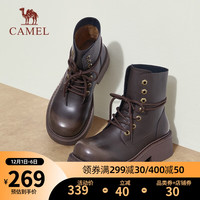 骆驼（CAMEL）马丁靴女潮流时尚休闲短靴厚底显瘦百搭靴子女 L23W245159咖啡 39