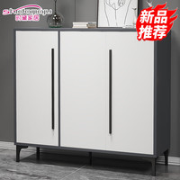 时黛家居(shidaijiaju)鞋柜门口玄关柜 简约大容量可调层板客厅入户储物放鞋柜 暖白色90cm