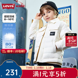 李维斯 Levi's 儿童羽绒服童装冬季男童保暖外套 糖果白 140/68