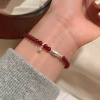 茉妃s925纯银红玛瑙小鱼手链女新中式红色串珠高级感新年锦鲤手串 小鱼红玛瑙手链