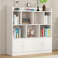 青雀台【实木、包安装、20号截单】实木书架书柜落地一体带门层架置物架 三层带门 100长123高  30深