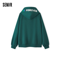 森马(Semir)永久联名卫衣女加绒插肩袖宽松2023冬字母上衣 松石绿40461 170/92A/XL