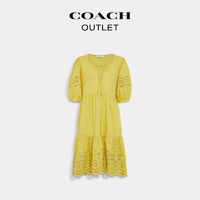 COACH 蔻驰 奥莱女士英格兰刺绣蓬蓬袖连衣裙