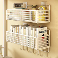 霓峰墙上置物架宿舍墙面书架床头边挂篮床上寝室上铺收纳架免打孔 白色特小号【简易款】 【升级加粗款/掉落苞退换】 白色小号【简易款】