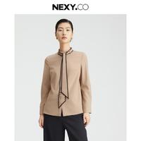 奈蔻 NEXY.CO 2024秋通勤OL职场上衣LOGO飘带衬衫女