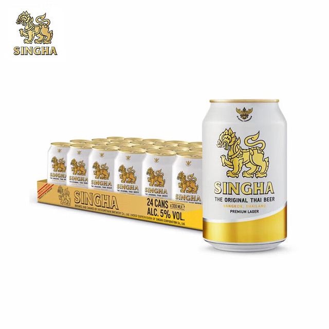 胜狮 SINGHA 5度 拉格啤酒 330mL*24听 整箱装 泰国进口