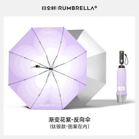 RUMBRELLA日全时三折电动雨伞智能自动开收钛银胶防晒遮阳晴雨伞女生礼盒装 【反向钛银】渐变花紫-UPF50+