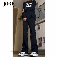 百亿补贴：jifffly 男士牛仔裤高街显瘦微喇休闲裤美式直筒裤子