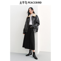 太平鸟时髦PU皮机车风外套女2024冬装时尚衣服夹棉便服夹克